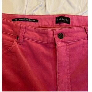 Talbots Corduroy Pants Straight‎ Leg Pink Casual Comfort Size 12 |O1